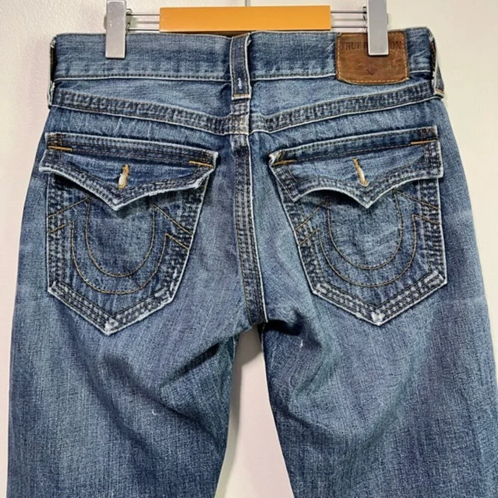 True Religion Men’s Straight Distressed Jeans – Size 30, Made in USA